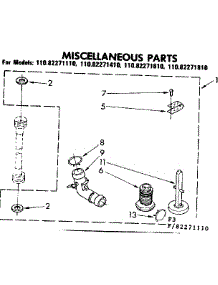 Miscellaneous Parts parts for Kenmore Washer 110.82271810 (11082271810, 110 82271810) from AppliancePartsPros.com