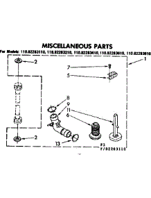Miscellaneous Parts parts for Kenmore Washer 110.82283110 (11082283110, 110 82283110) from AppliancePartsPros.com