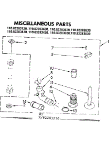 Miscellaneous Parts parts for Kenmore Washer 110.82283130 (11082283130, 110 82283130) from AppliancePartsPros.com