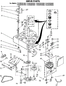 Drive Parts parts for Kenmore Washer 110.82283130 (11082283130, 110 82283130) from AppliancePartsPros.com