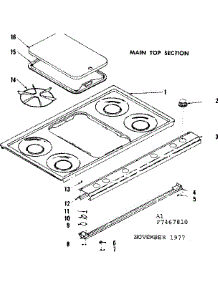 Main Top Section parts for Kenmore Range 119.7467810 (1197467810, 119 7467810) from AppliancePartsPros.com