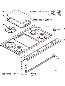 Main Top Section parts for Kenmore Range 119.7477712 (1197477712, 119 7477712) from AppliancePartsPros.com