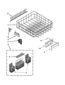 Lower Rack Parts parts for Kenmore Dishwasher 665.12833K313 (66512833K313, 665 12833K313) from AppliancePartsPros.com