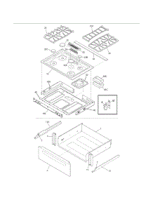 Top / Drawer parts for Kenmore Range 790.36939902 (79036939902, 790 36939902) from AppliancePartsPros.com