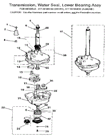 Transmission, Water Seal, Lower Bearing Assy parts for Kenmore Washer Dryer Combo 417.99165830 (41799165830, 417 99165830) from AppliancePartsPros.com