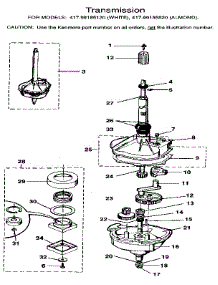 Transmission parts for Kenmore Washer Dryer Combo 417.99185820 (41799185820, 417 99185820) from AppliancePartsPros.com