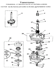 Transmission parts for Kenmore Washer Dryer Combo 417.99370100 (41799370100, 417 99370100) from AppliancePartsPros.com