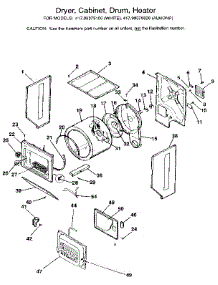 Dryer, Cabinet, Drum, Heater parts for Kenmore Washer Dryer Combo 417.99375800 (41799375800, 417 99375800) from AppliancePartsPros.com