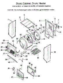 Dryer, Cabinet, Drum, Heater parts for Kenmore Washer Dryer Combo 417.99390100 (41799390100, 417 99390100) from AppliancePartsPros.com
