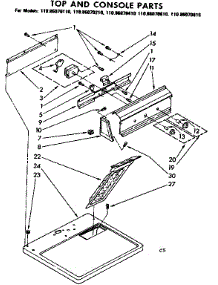 Top And Console Parts parts for Kenmore Dryer 110.86070110 (11086070110, 110 86070110) from AppliancePartsPros.com