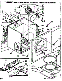 Cabinet Parts parts for Kenmore Dryer 110.86071110 (11086071110, 110 86071110) from AppliancePartsPros.com