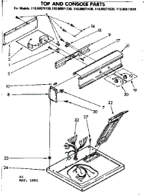 Top And Console Parts parts for Kenmore Dryer 110.86071130 (11086071130, 110 86071130) from AppliancePartsPros.com