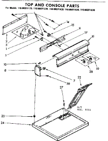 Top And Console Parts parts for Kenmore Dryer 110.86071420 (11086071420, 110 86071420) from AppliancePartsPros.com