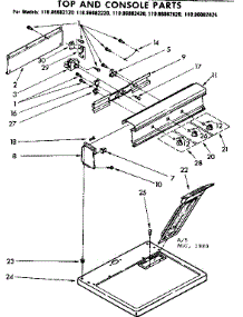 Top And Console Parts parts for Kenmore Dryer 110.86082220 (11086082220, 110 86082220) from AppliancePartsPros.com