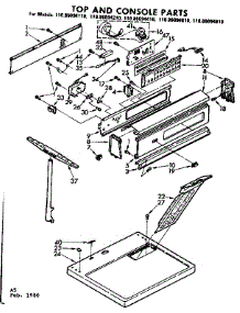 Top And Console Parts parts for Kenmore Dryer 110.86094810 (11086094810, 110 86094810) from AppliancePartsPros.com