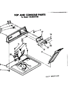Top And Console Parts parts for Kenmore Dryer 110.86151100 (11086151100, 110 86151100) from AppliancePartsPros.com