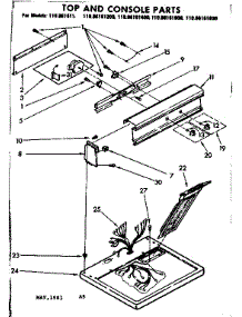 Top And Console Parts parts for Kenmore Dryer 110.86161600 (11086161600, 110 86161600) from AppliancePartsPros.com