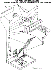 Top And Console Parts parts for Kenmore Dryer 110.86163600 (11086163600, 110 86163600) from AppliancePartsPros.com