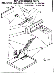 Top And Console Parts parts for Kenmore Dryer 110.86165100 (11086165100, 110 86165100) from AppliancePartsPros.com