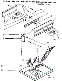 Top And Console Parts parts for Kenmore Dryer 110.86171400 (11086171400, 110 86171400) from AppliancePartsPros.com