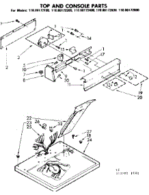 Top And Console Parts parts for Kenmore Dryer 110.86172200 (11086172200, 110 86172200) from AppliancePartsPros.com