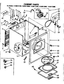 Cabinet Parts parts for Kenmore Dryer 110.86173600 (11086173600, 110 86173600) from AppliancePartsPros.com