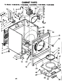Cabinet Parts parts for Kenmore Dryer 110.86180400 (11086180400, 110 86180400) from AppliancePartsPros.com