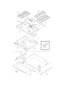 Top / Drawer parts for Kenmore Range 790.36683501 (79036683501, 790 36683501) from AppliancePartsPros.com
