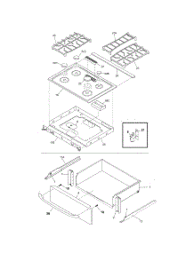 Top / Drawer parts for Kenmore Range 790.36683502 (79036683502, 790 36683502) from AppliancePartsPros.com