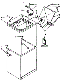 Top And Cabinet Parts parts for Kenmore Washer 110.91578100 (11091578100, 110 91578100) from AppliancePartsPros.com