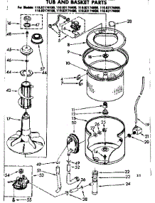 Tub And Basket Parts parts for Kenmore Washer 110.83174800 (11083174800, 110 83174800) from AppliancePartsPros.com