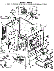 Cabinet Parts parts for Sears Dryer 11077974220 from AppliancePartsPros.com