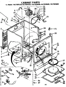 Cabinet Parts parts for Kenmore Dryer 110.77975230 (11077975230, 110 77975230) from AppliancePartsPros.com