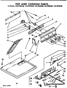 Top And Console Parts parts for Kenmore Dryer 110.77975230 (11077975230, 110 77975230) from AppliancePartsPros.com