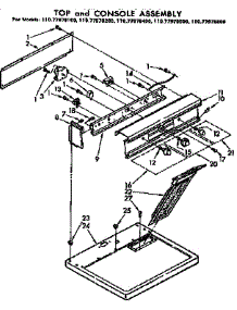 Top And Console Assembly parts for Sears Dryer 11077978600 from AppliancePartsPros.com