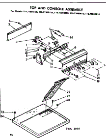 Top And Console Parts parts for Kenmore Dryer 110.77980810 (11077980810, 110 77980810) from AppliancePartsPros.com