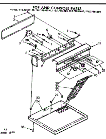 Top And Console Assembly parts for Kenmore Dryer 110.77985400 (11077985400, 110 77985400) from AppliancePartsPros.com