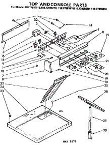 Top And Console Parts parts for Sears Dishwasher 11077990810 from AppliancePartsPros.com