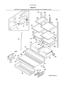 Shelves parts for Kenmore Refrigerator 253.70423418 (25370423418, 253 70423418) from AppliancePartsPros.com