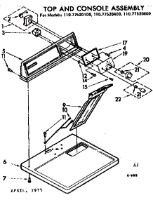 Top And Console Assembly parts for Sears Dryer 11077520600 from AppliancePartsPros.com