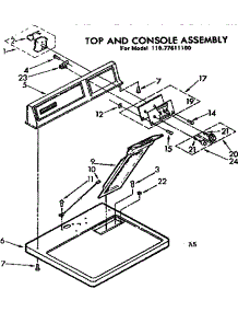 Top And Console Assembly parts for Kenmore Dryer 110.77611100 (11077611100, 110 77611100) from AppliancePartsPros.com