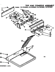 Top And Console Assembly parts for Sears Dryer 11077670600 from AppliancePartsPros.com