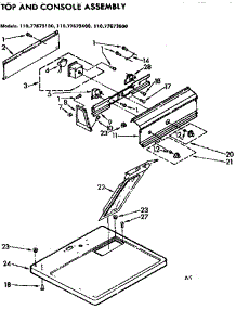 Top And Console Assembly parts for Sears Dryer 11077673400 from AppliancePartsPros.com