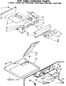 Top And Console Parts parts for Kenmore Dryer 110.87071200 (11087071200, 110 87071200) from AppliancePartsPros.com
