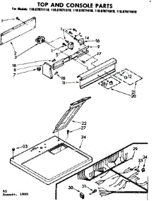 Top And Console Parts parts for Kenmore Dryer 110.87071610 (11087071610, 110 87071610) from AppliancePartsPros.com