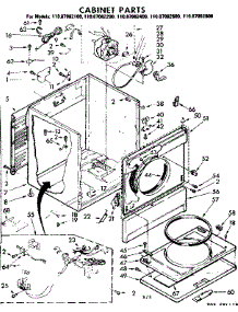 Cabinet Parts parts for Kenmore Dryer 110.87082200 (11087082200, 110 87082200) from AppliancePartsPros.com