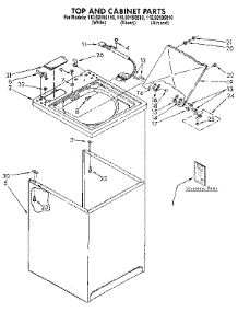 Top And Cabinet parts for Kenmore Washer 110.92195110 (11092195110, 110 92195110) from AppliancePartsPros.com