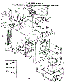 Cabinet Parts parts for Kenmore Dryer 110.86185800 (11086185800, 110 86185800) from AppliancePartsPros.com