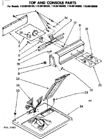 Top And Console Parts parts for Kenmore Dryer 110.86186600 (11086186600, 110 86186600) from AppliancePartsPros.com