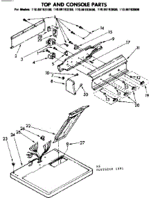 Top And Console Parts parts for Kenmore Dryer 110.86193400 (11086193400, 110 86193400) from AppliancePartsPros.com